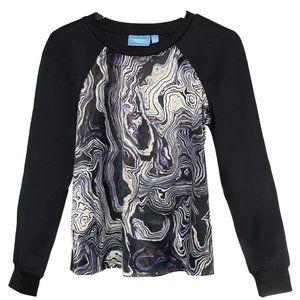 Simply Vera by Vera Wang Strata Marbled Graphic Long Sleeve Top Size Medium